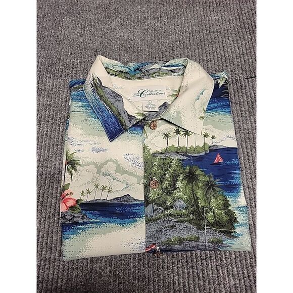 Mens Large Hawaiian‎ Short Sleeve Button Down Silk Shirt - Picture 1 of 6